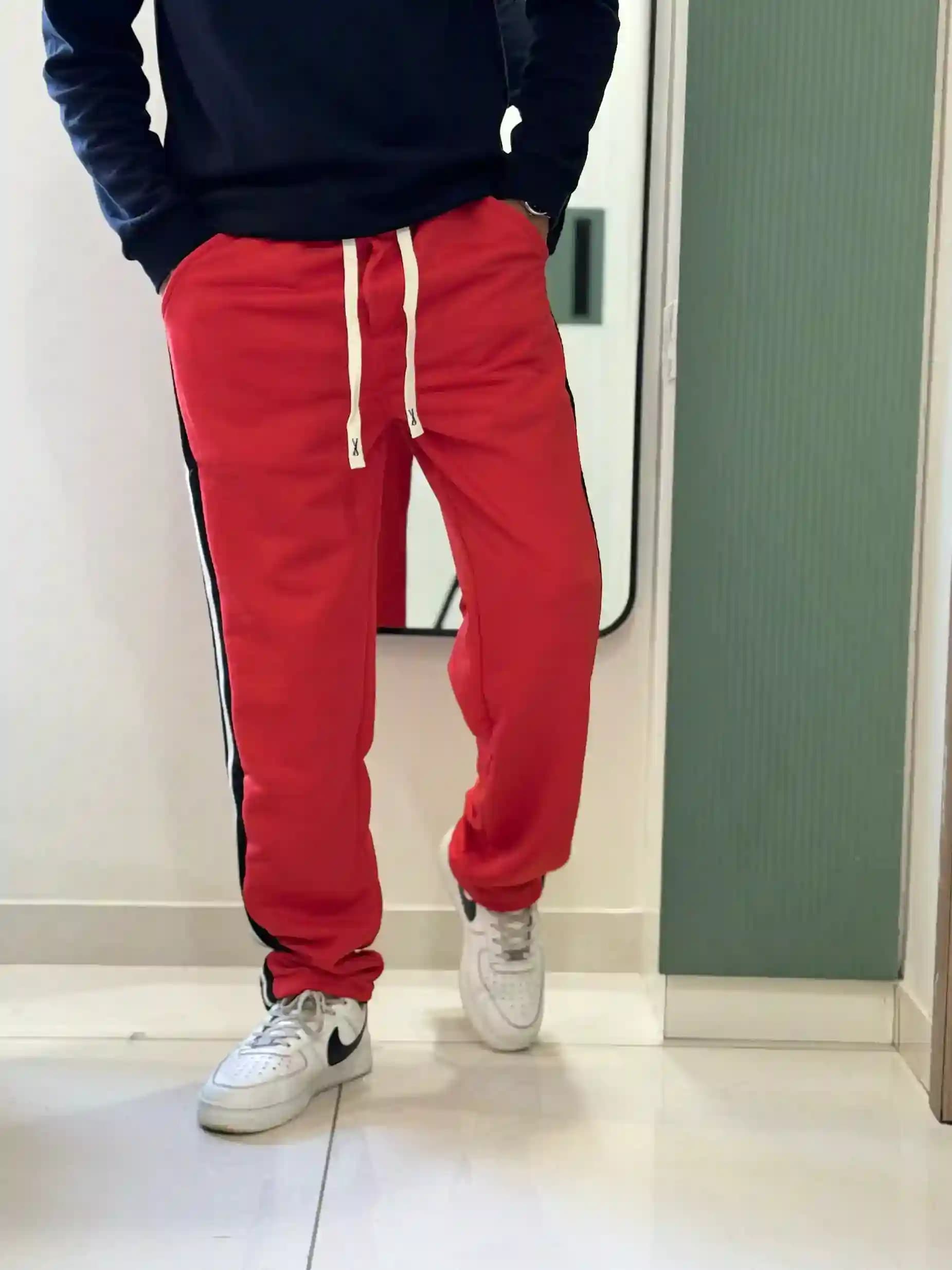 Red White Strip Baggy Track