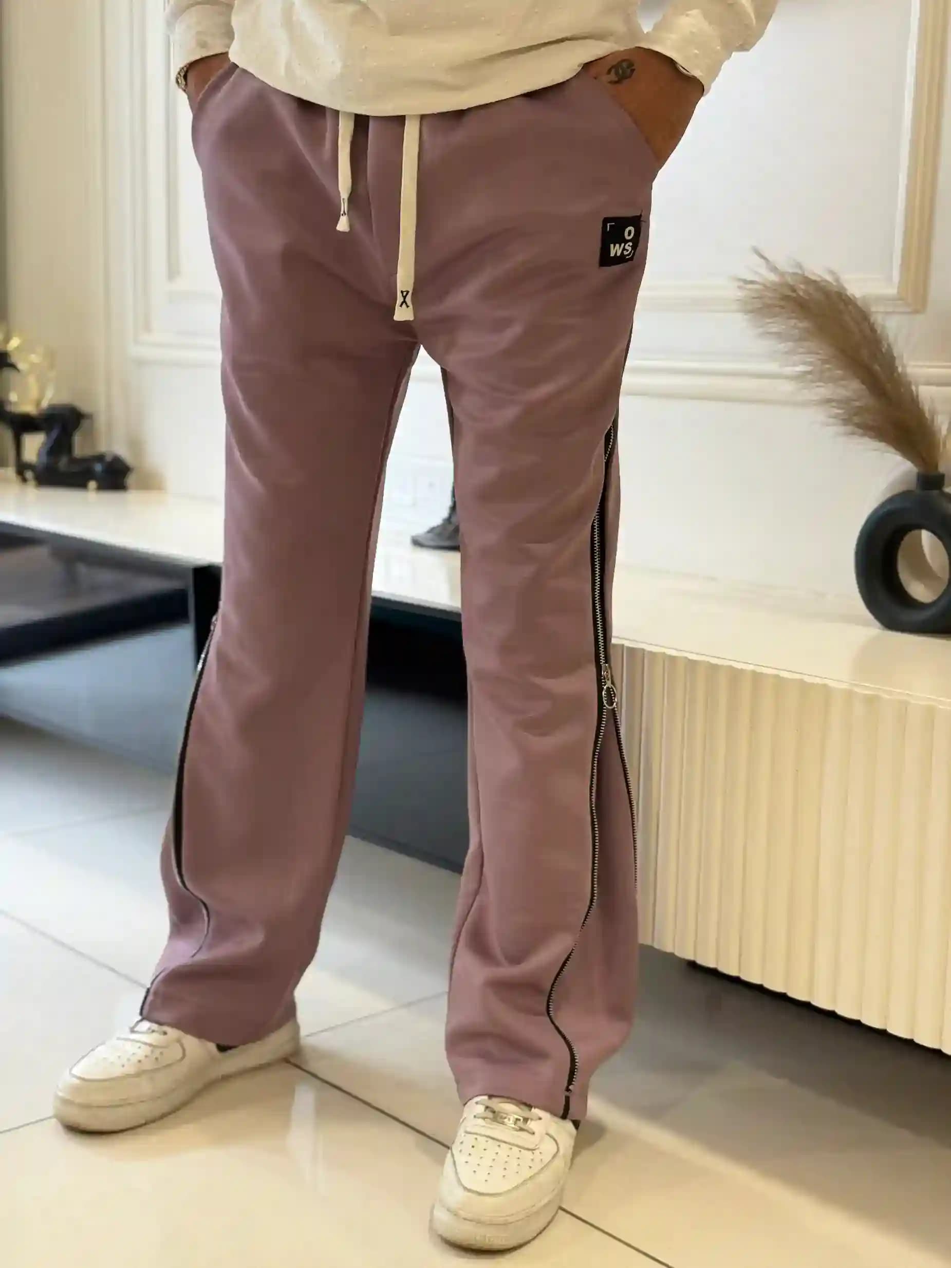 Mauve Pink Dynamic Zipper Track Pant