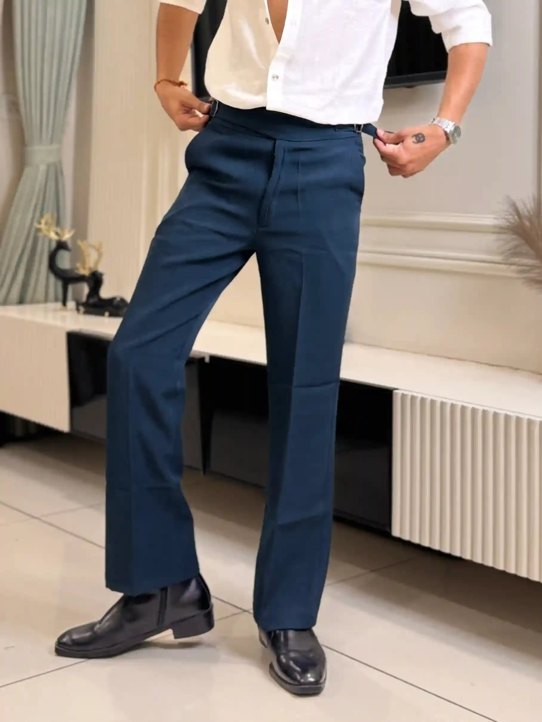 Rama Peacock Italian Gurkha Bell-bottom Pant